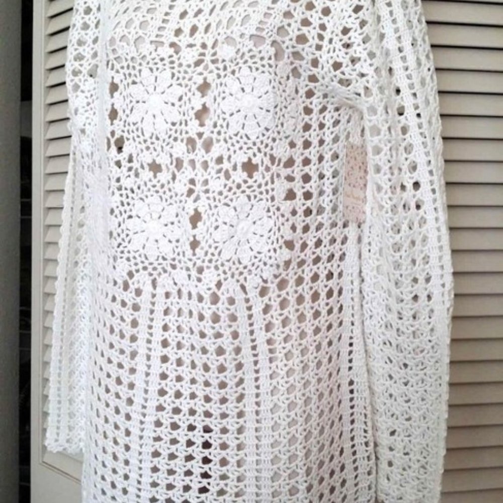 Free People White Crochet Open Back Sweater - Picture 4 of 6